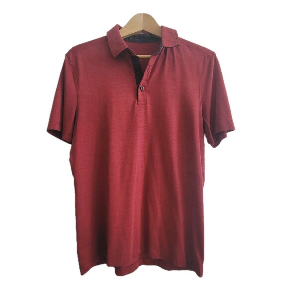 Lululemon Shirt Mens Small Red Evolution Polo Shirt  Active Stretch Short Sleeve - Picture 1 of 12